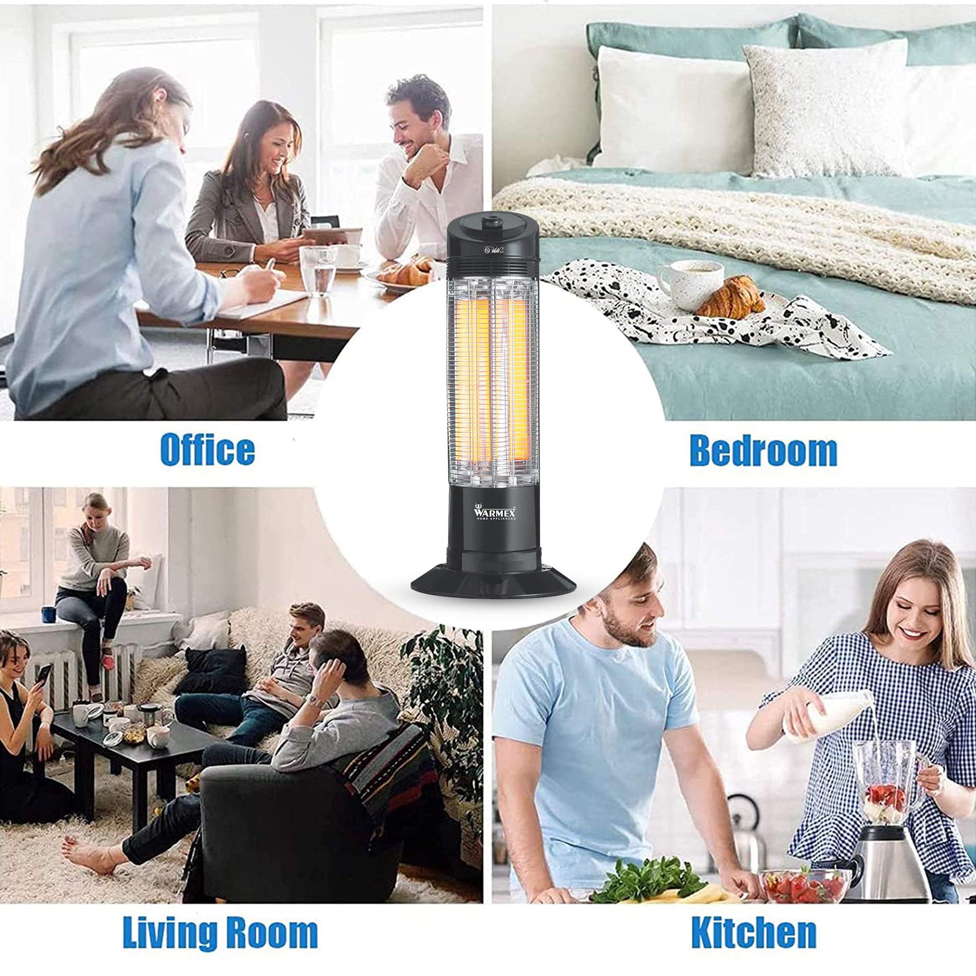 Warmex 600/1200 Watts Room Heater with 2 carbon elements & Overheat protection Black (RAPID) warmexhomeappliances
