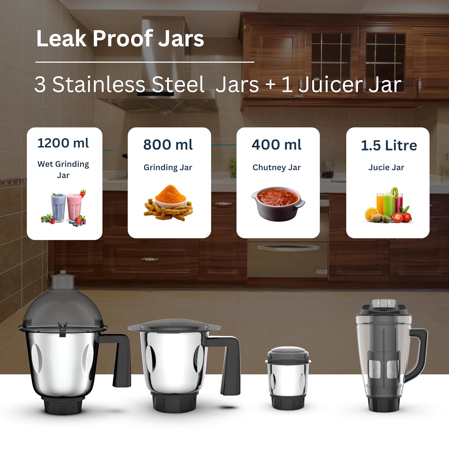 Warmex 100% Copper Motor 850 Watt Mixer Grinder with 4 Jars | 3 Stainless Steel Multipurpose Jars + 1 Juicer Jar | ABS Body | 3 speed settings | 2 Year Mixer + 5 Year Motor Warranty by Warmex warmexhomeappliances