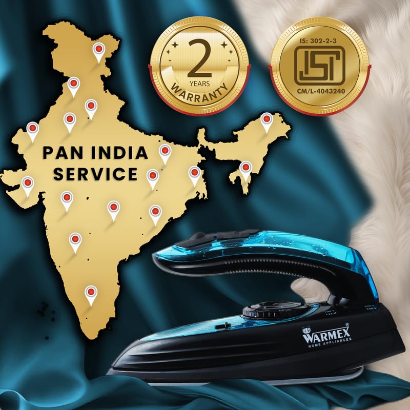 Warmex Travel Steam Iron for Clothes 1100W with Foladable Handle, Horizontal & Vertical Steaming Press | 2 Steam Setting Wet And Dry Adjustable Temperature | 2 warmexhomeappliances