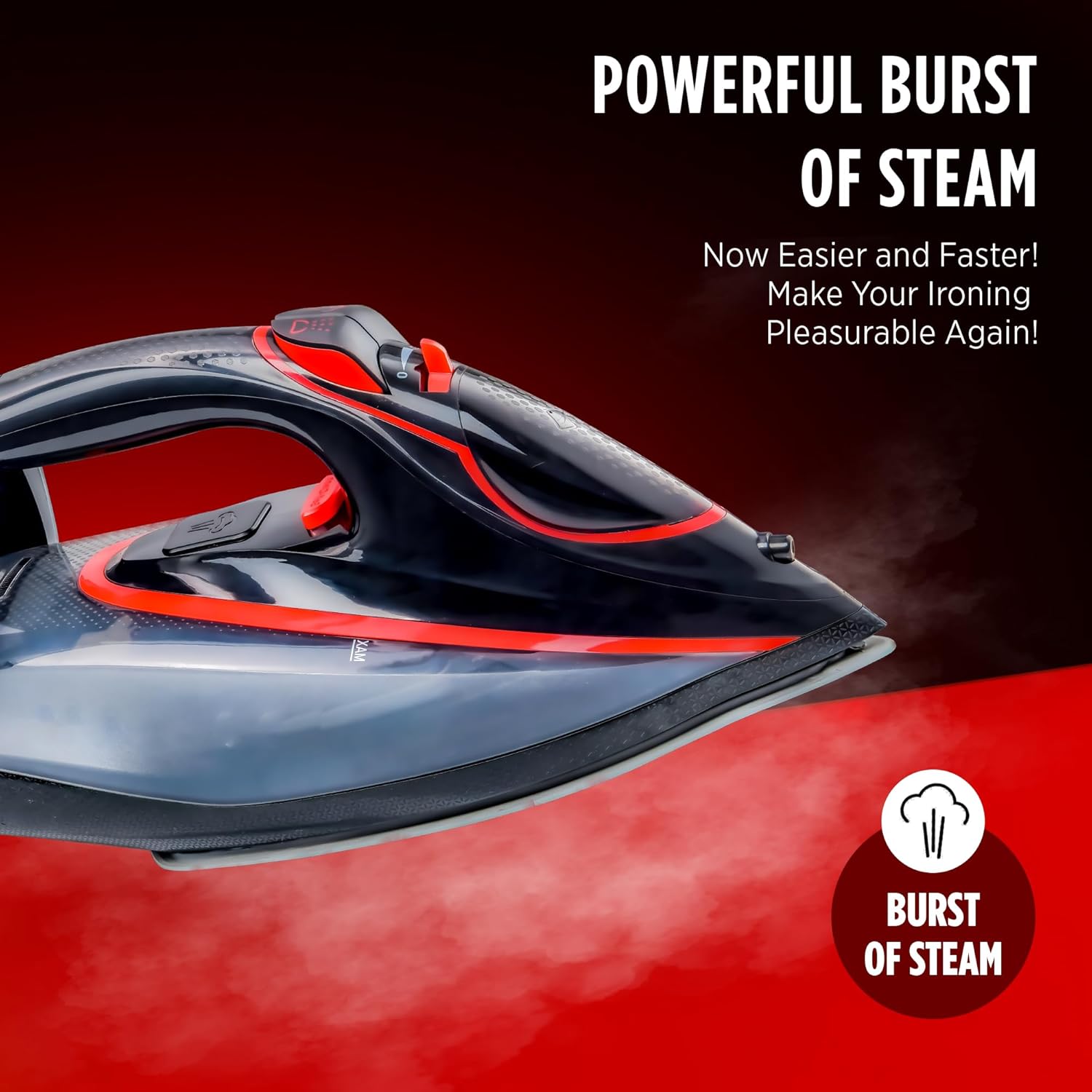 Warmex No knob Steam Iron Press Steamer for Clothes, 360 ml Water Tank, 2200 Watts Auto Smart Temperature Control, No Burn Press, 3 Ways Auto Shut Off, Sensor Function | 2 Year Warranty | OTSI-2200 warmexhomeappliances