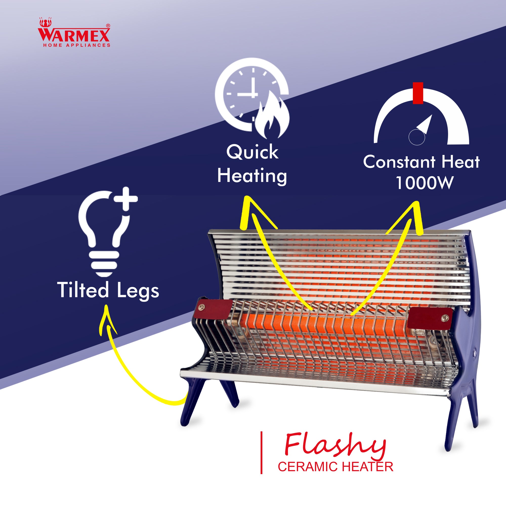Ruby Warm Machine Warmex 1000 Watts CERAMIC ROD HEATERS FLASHY (BLUE)