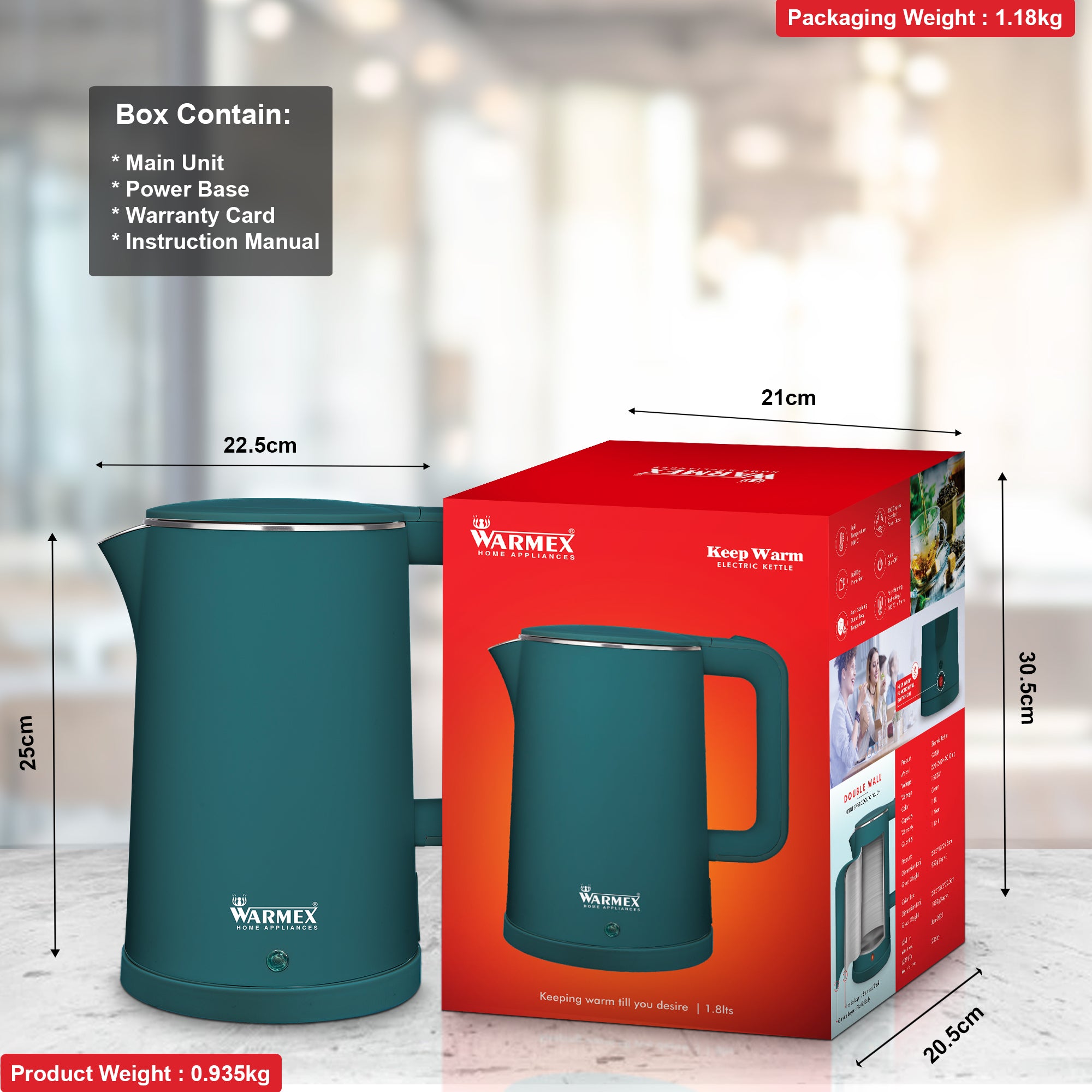 Warmex Electric Kettle KW80 with Keep Warm Function