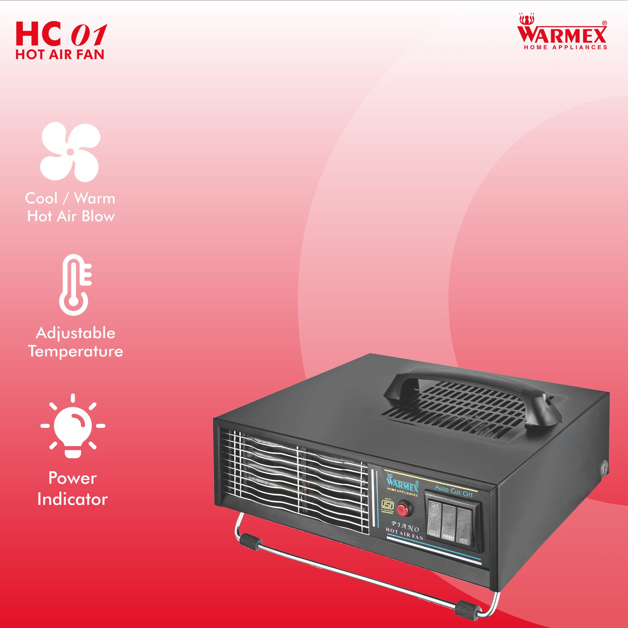Warmex 1000/2000 Watts FAN HEATERS HC 01 (BLACK)