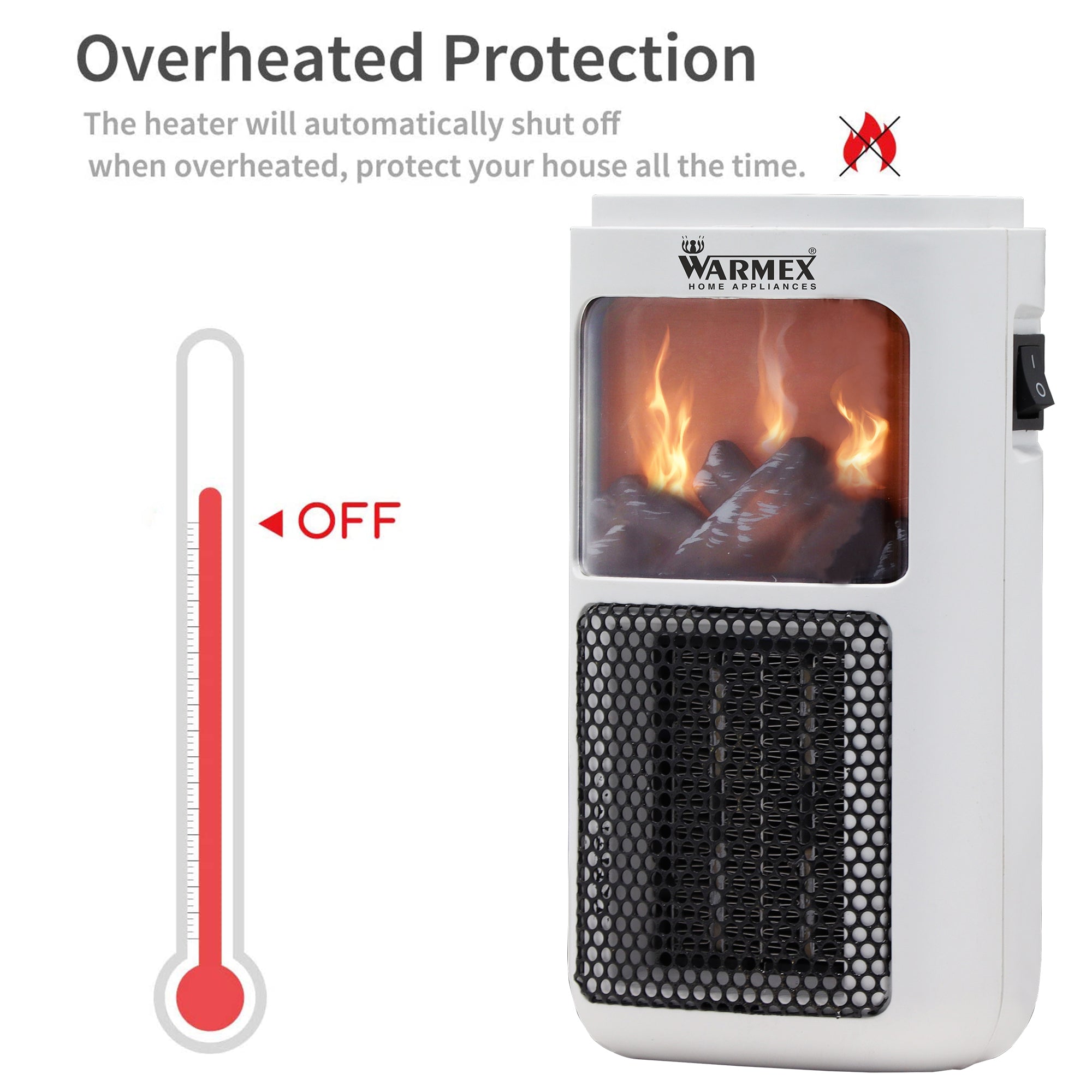Warmex 400 Watts Electric PTC Heater/Wall Mount Heater/Fan Heater/Room Heater MINI BONFIRE with 15-45°C Variable Temperature Setting & 30 Seconds Time Lapse warmexhomeappliances2
