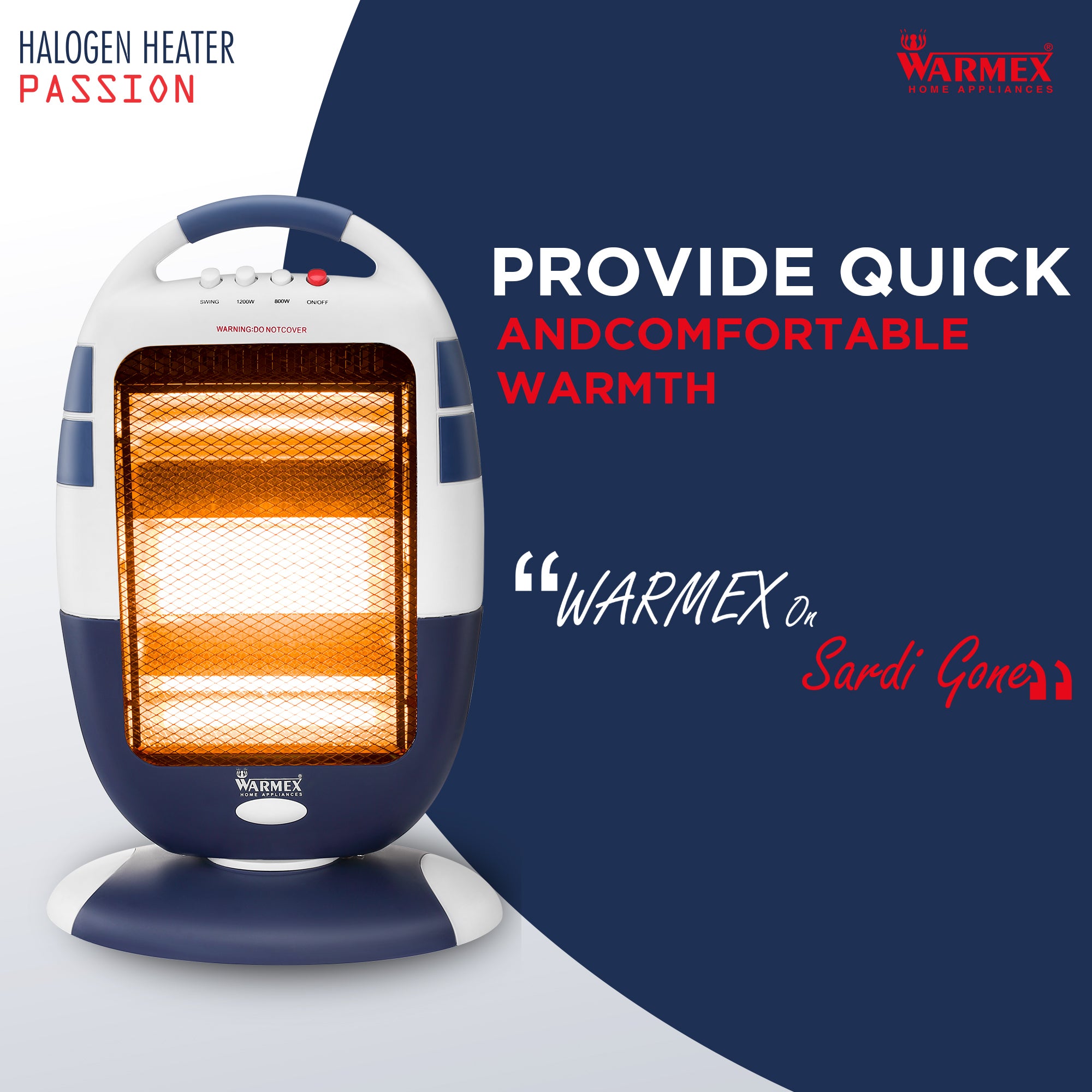 Warmex 400/800/1200 Watts Halogen Room Heater PASSION