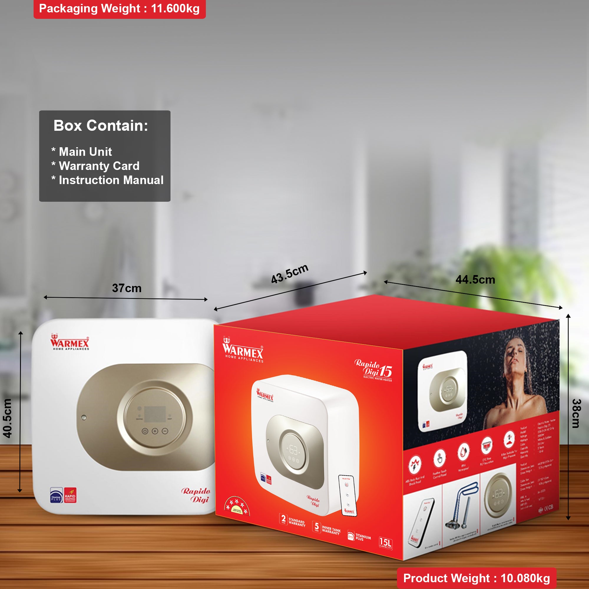 WARMEX STORAGE ELECTRIC WATER HEATER - HIGH PRESSURE (DIGITAL) RAPIDO DIGI 15 warmexhomeappliances2