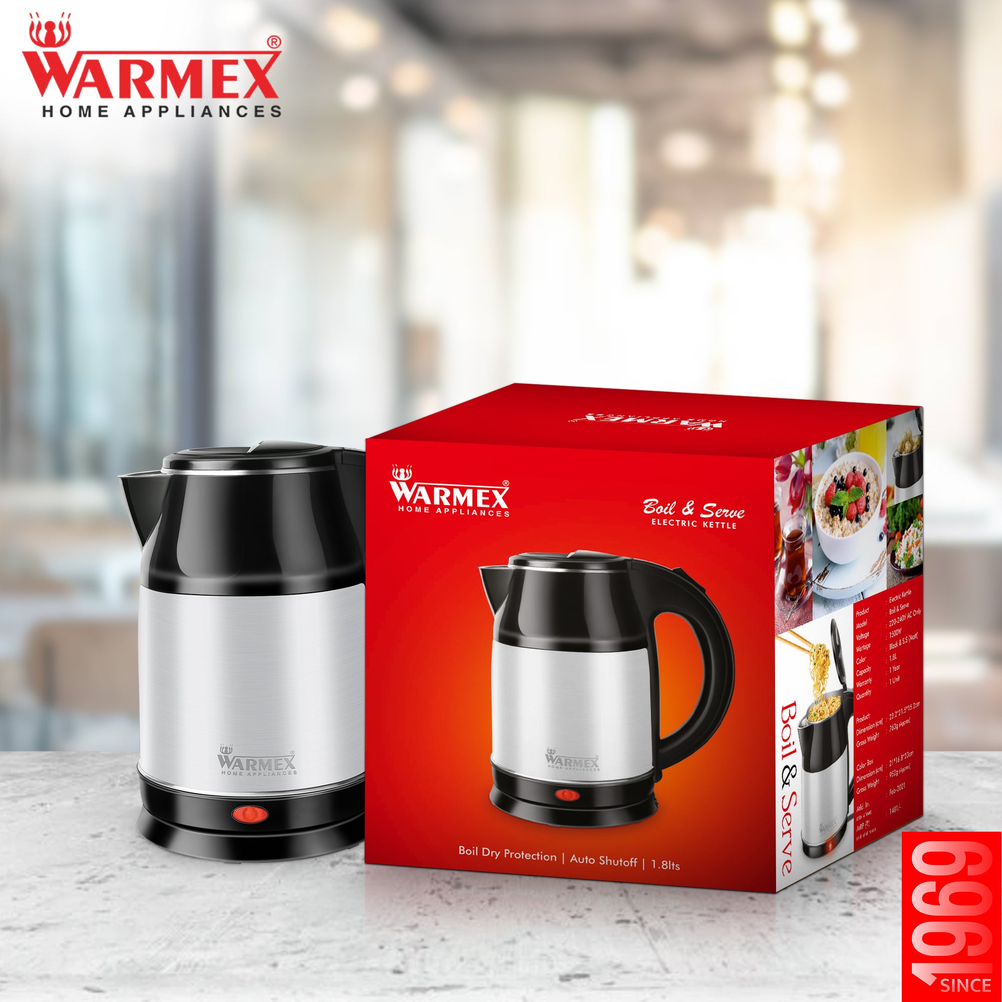 Warmex Home Appliances Electric Kettle BOIL & SERVE