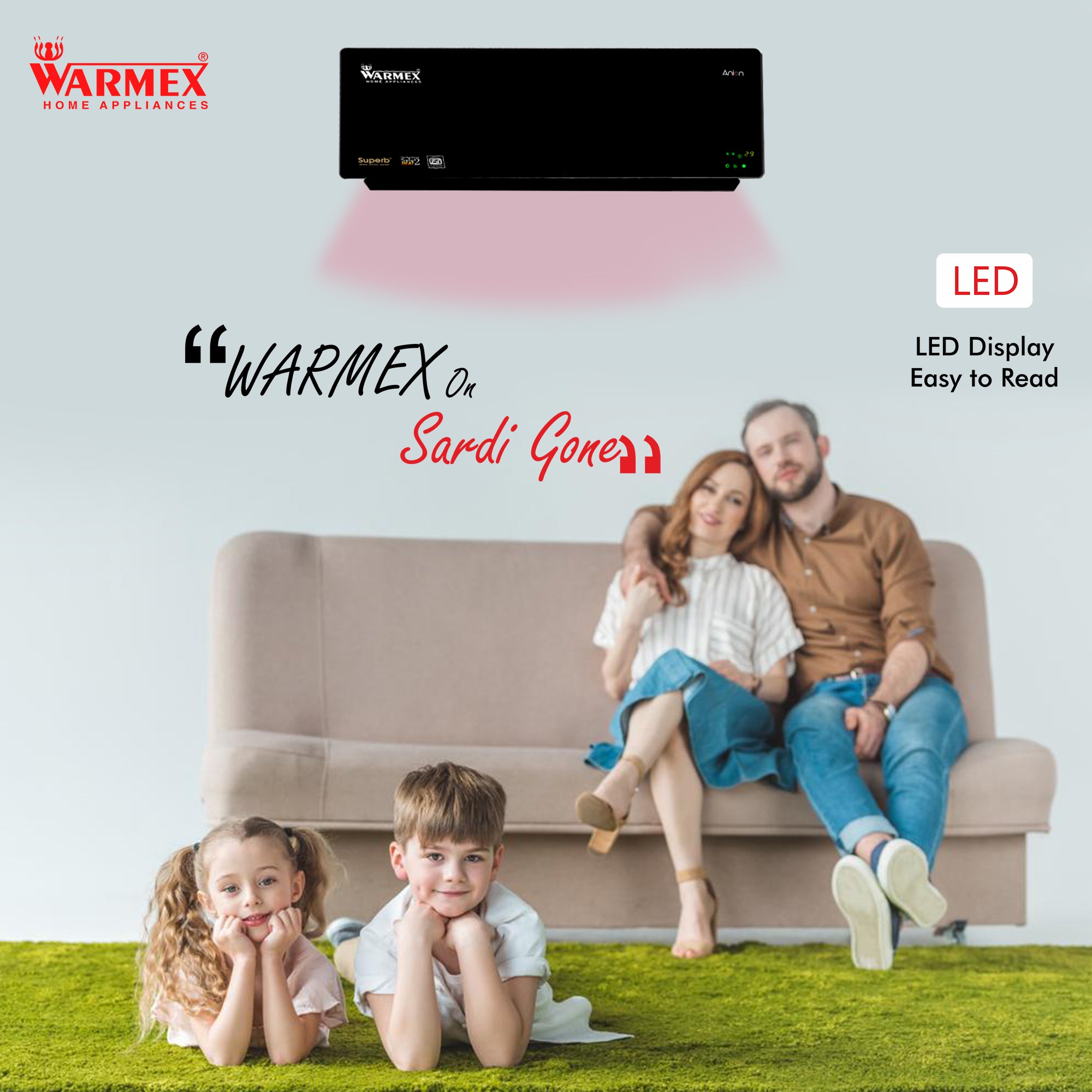 Warmex 1000/2000 वॉट PTC वॉल माउंट हीटर (शानदार WM: काला)