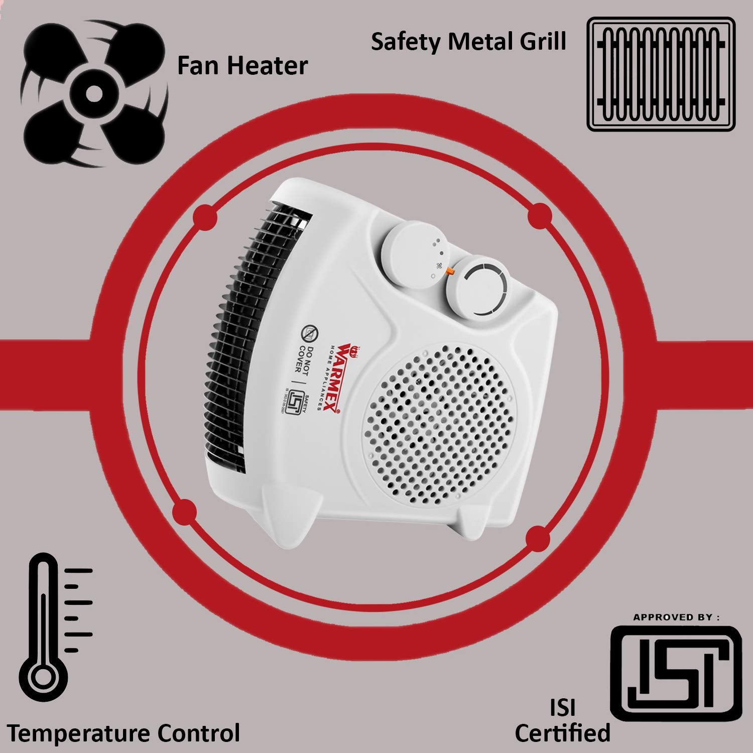 Warmex 1000 Watts FAN HEATER (FH 09) with Dual Placement Color: White
