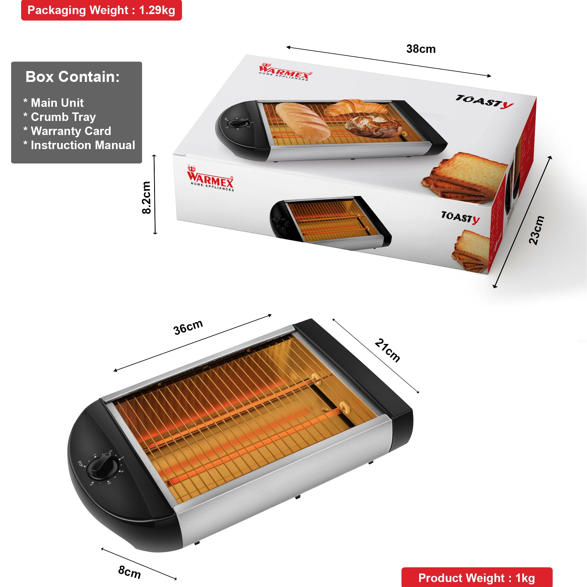 Warmex 600 Watts Open Toaster Toasty