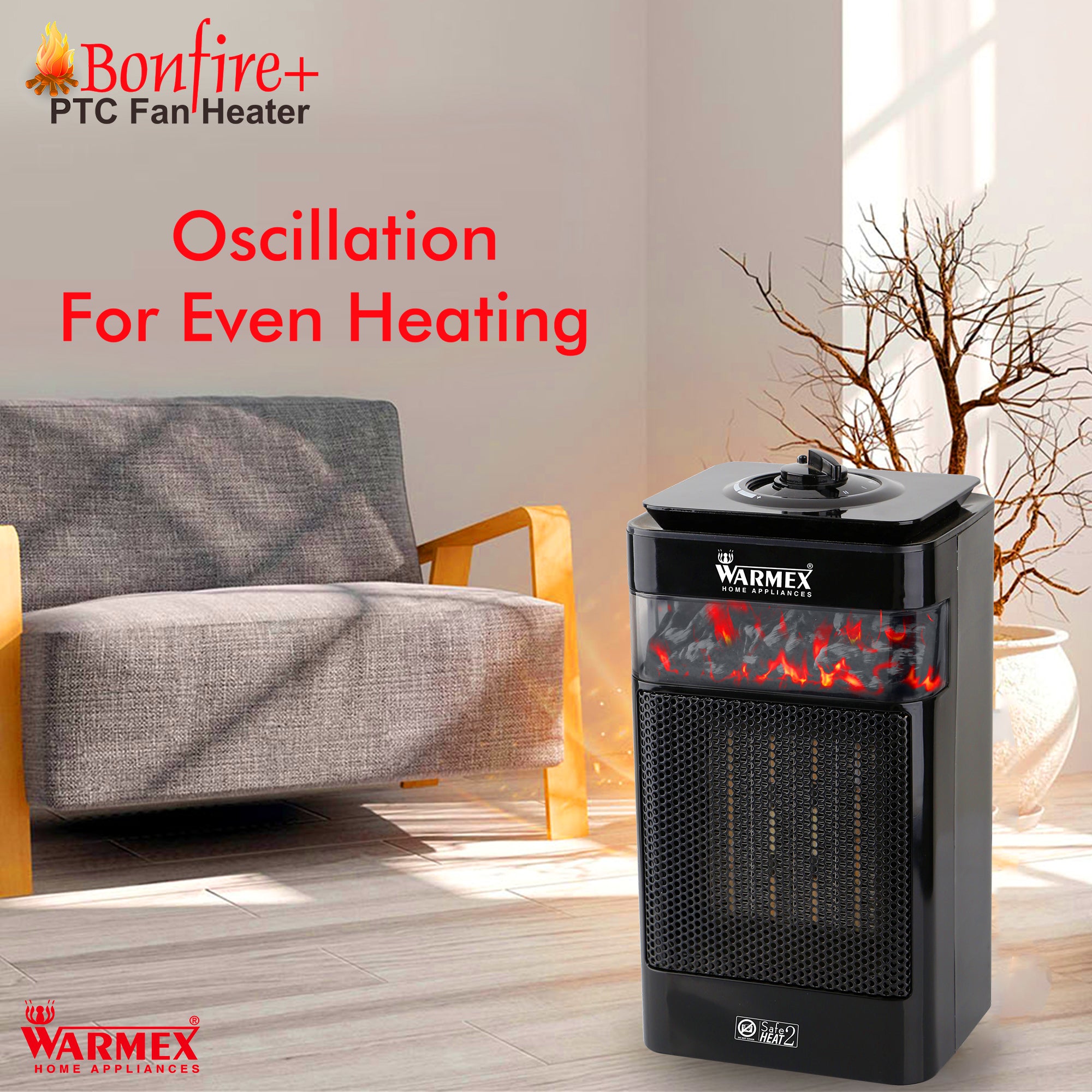Warmex 750/1500 Watts Room Heater BONFIRE+ warmexhomeappliances